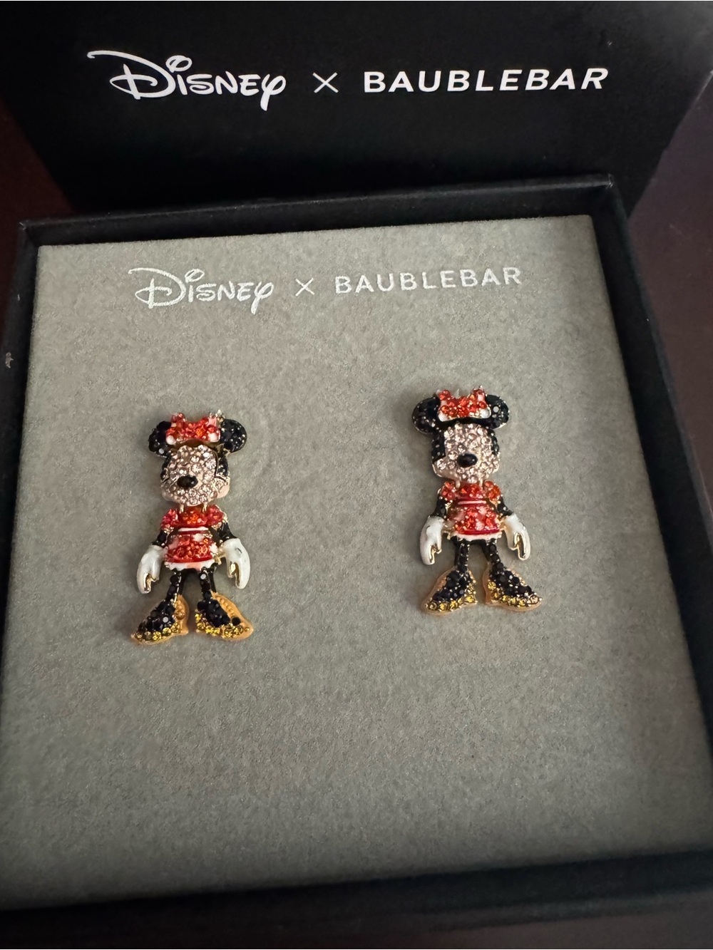 BaubleBar Disney Minnie Mouse Crystal Stud Earrings - Red, Black, Gold